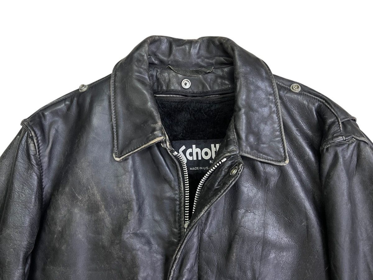 Schott 💥 1970s SCHOTT TYPE A-2 TOPGUN BLACK LEATHER JACKET Size US L / EU 52-54 / 3 - 7 Thumbnail