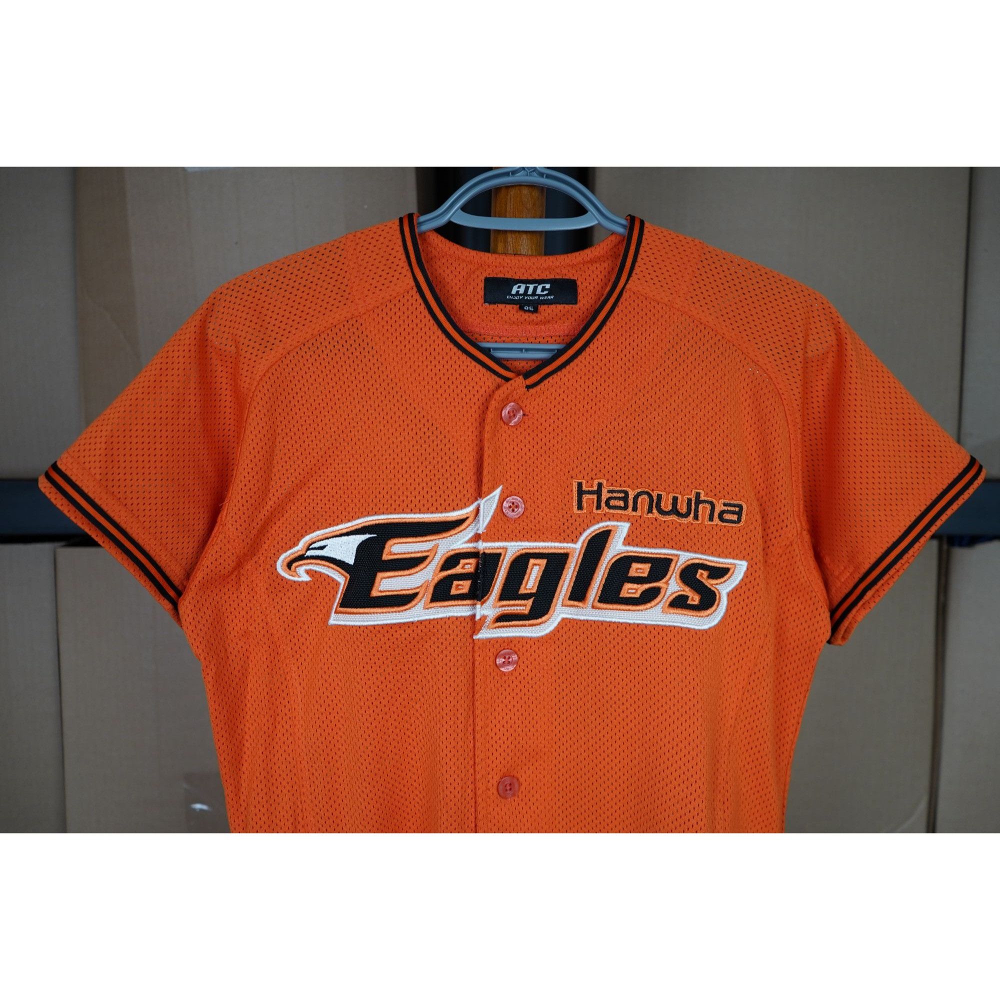 Vintage 90s Hanwha Eagles Orange Baseball Jersey Women's S #401 Size S / US 4 / IT 40 - 3 Thumbnail