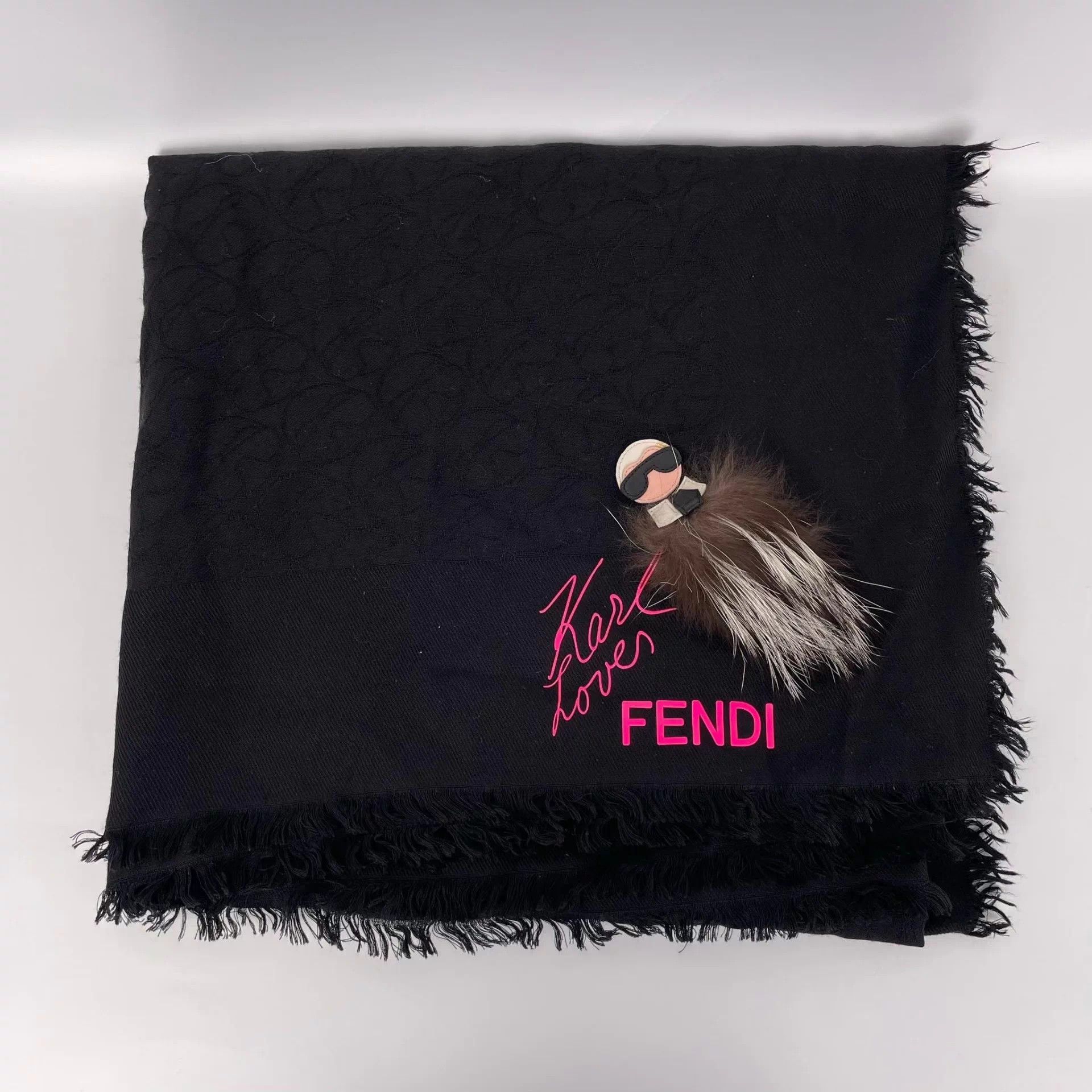 Fendi Fendi Silk Scarf Karl Lagerfeld Limited Black Size ONE SIZE - 1 Thumbnail