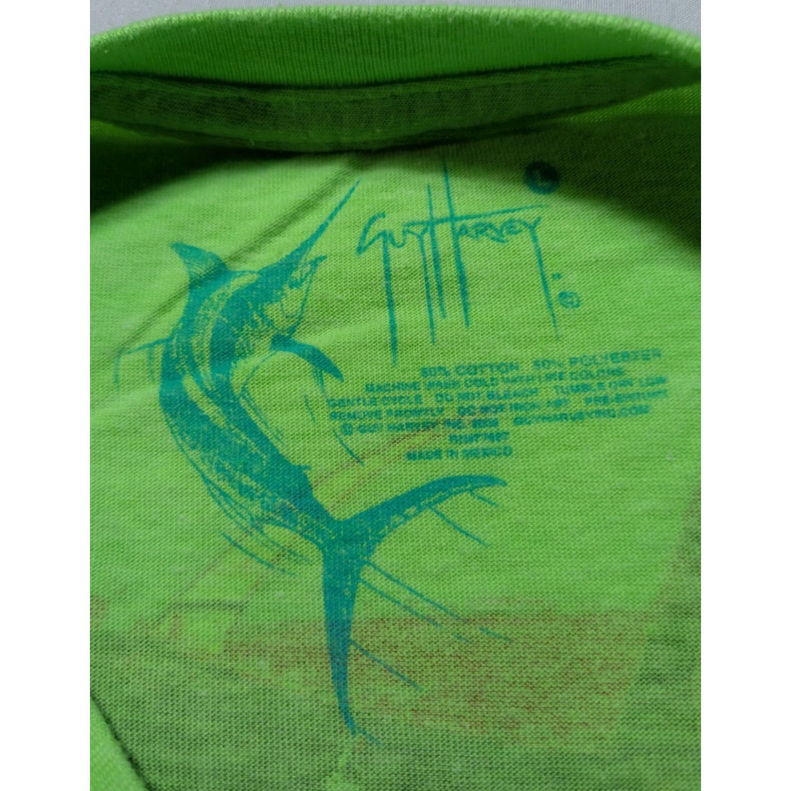 Guy Harvey Guy Harvey Lime Green Chainsaw T-Shirt - Men L Green Graphic Print Crew Neck Short Sleeve Shirt Mens Size US L / EU 52-54 / 3 - 6 Thumbnail