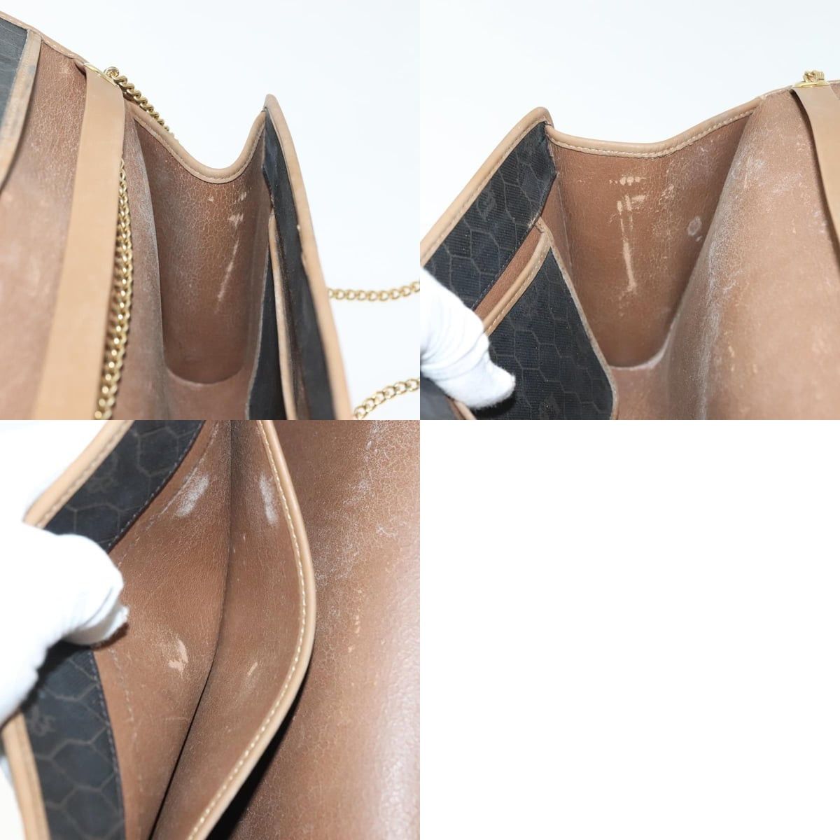 Dior DIOR Honeycomb Canvas Chain Shoulder Bag Pvc Black Gold Size ONE SIZE - 12 Thumbnail