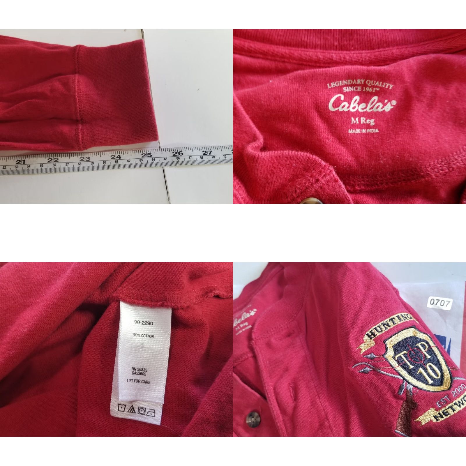 Vintage Cabela's Mens Shirt Medium Red Thermal Long Sleeve Knit Henley Size US M / EU 48-50 / 2 - 8 Thumbnail