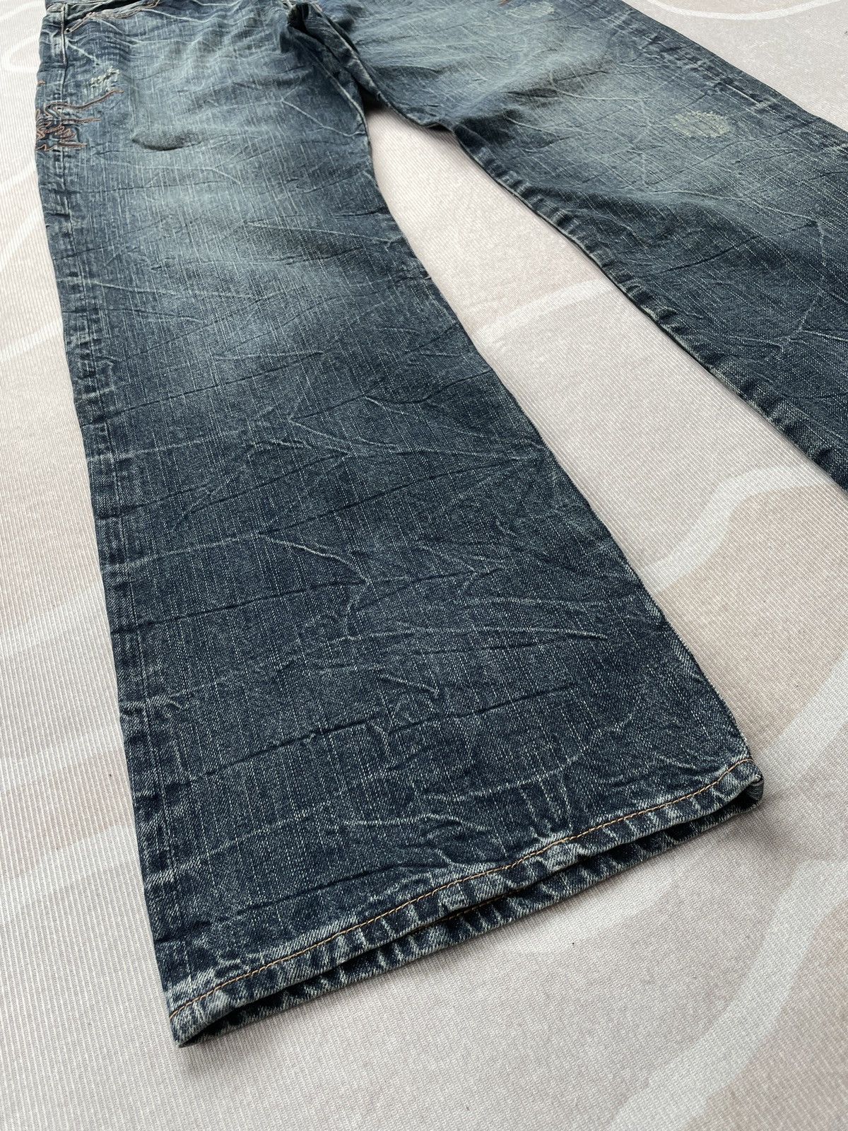 Japanese Brand Flame Embroidery Jeans (LG105) Size US 36 / EU 52 - 7 Thumbnail