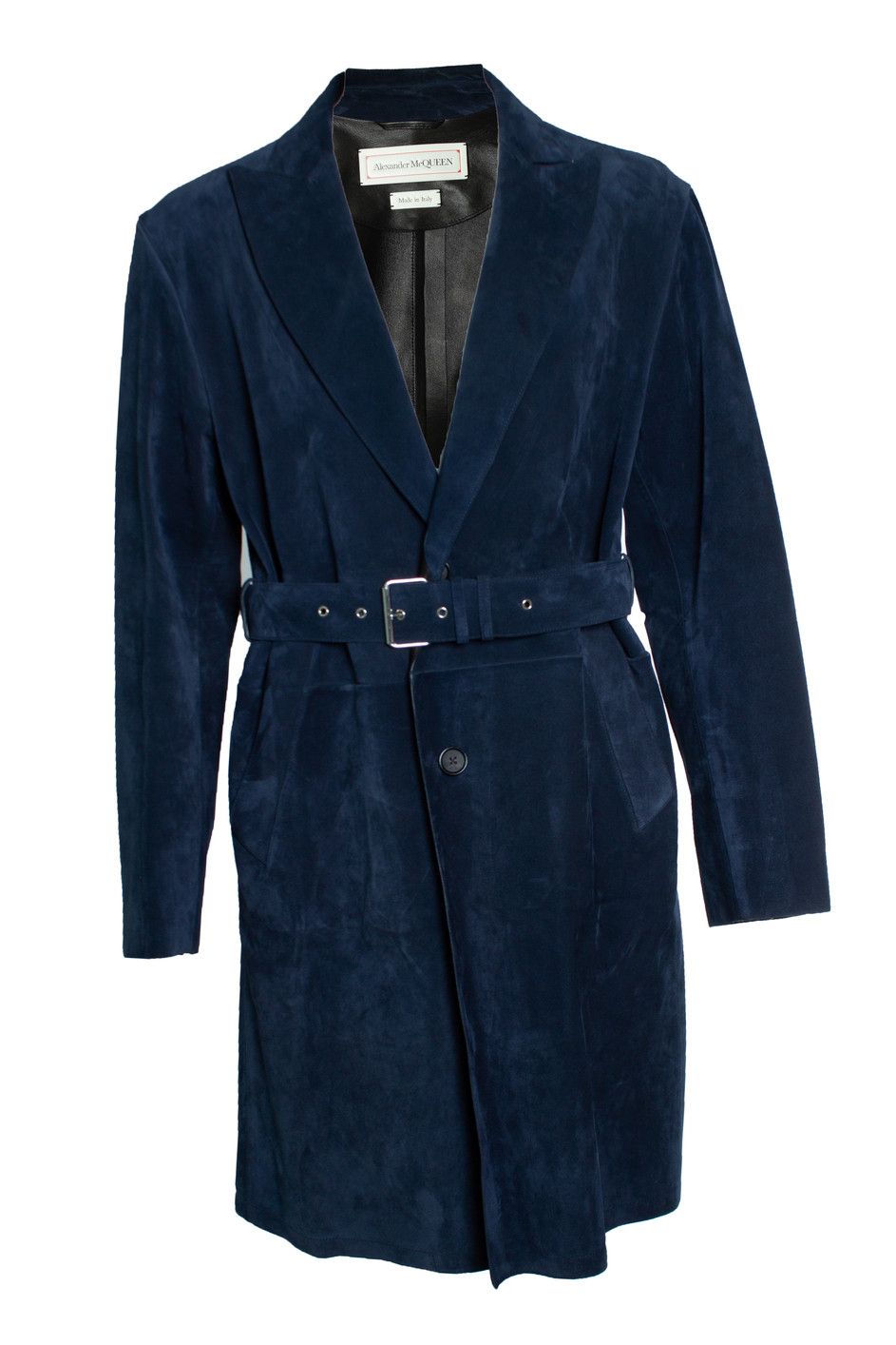 Alexander McQueen Alexander McQueen, Blue suede trench coat Size US XL / EU 56 / 4 - 1 Thumbnail