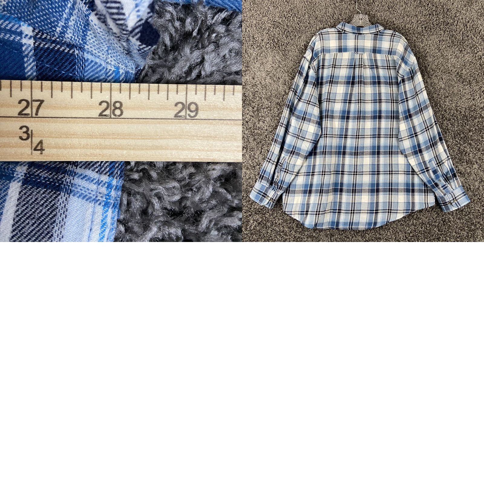 Izod VINTAGE IZOD Shirt Mens Long Sleeve Plaid Flannel 2XL Blue White Button-Up Mens Size US XXL / EU 58 / 5 - 8 Thumbnail