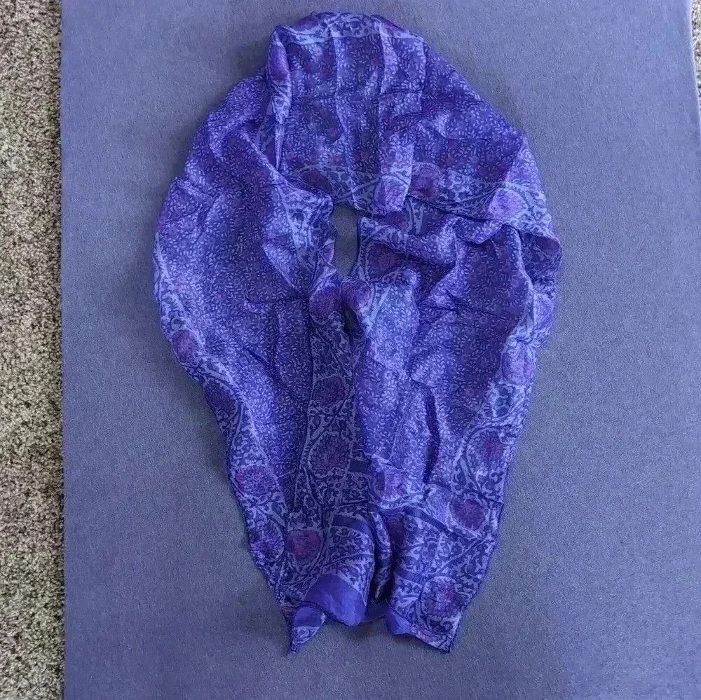 Designer Purple pink blue Vintage Scarf 64 x 9 inches Size ONE SIZE - 2 Thumbnail