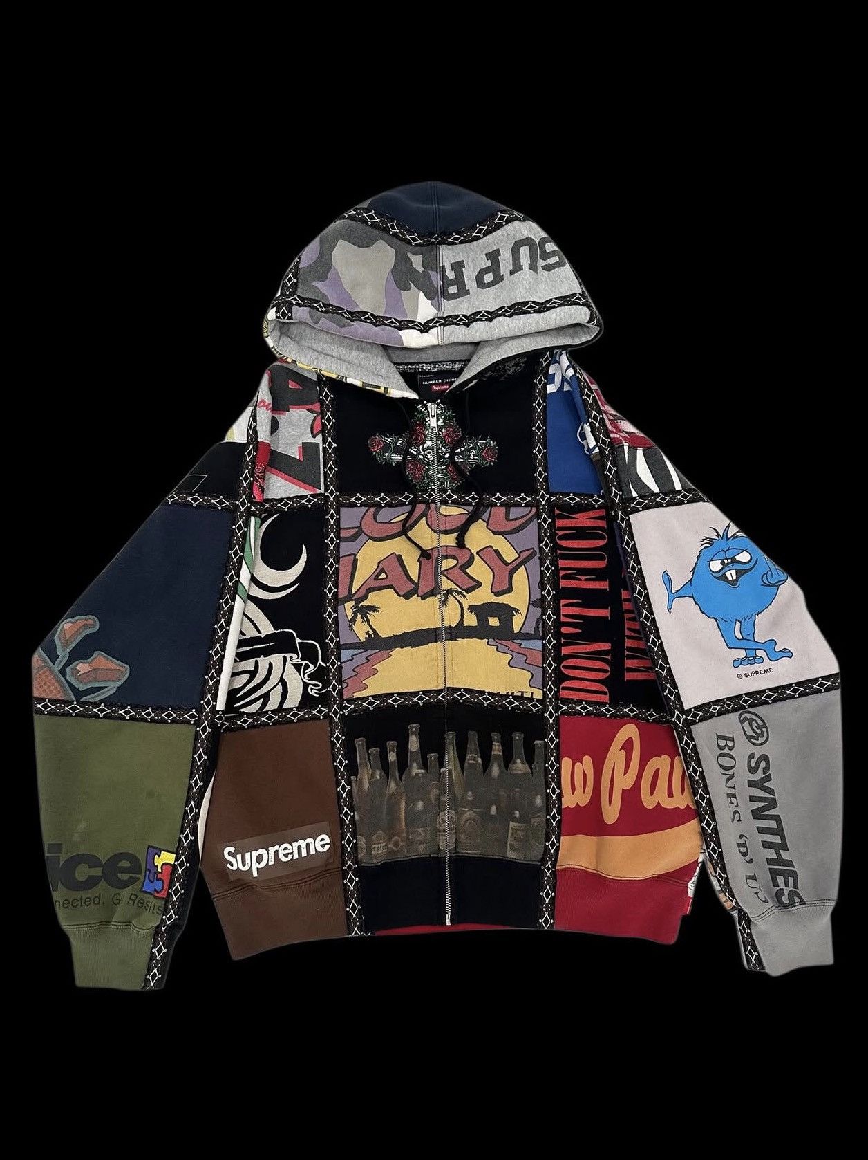 Number (N)ine × Supreme Supreme x Number Nine Patchwork Hoodie