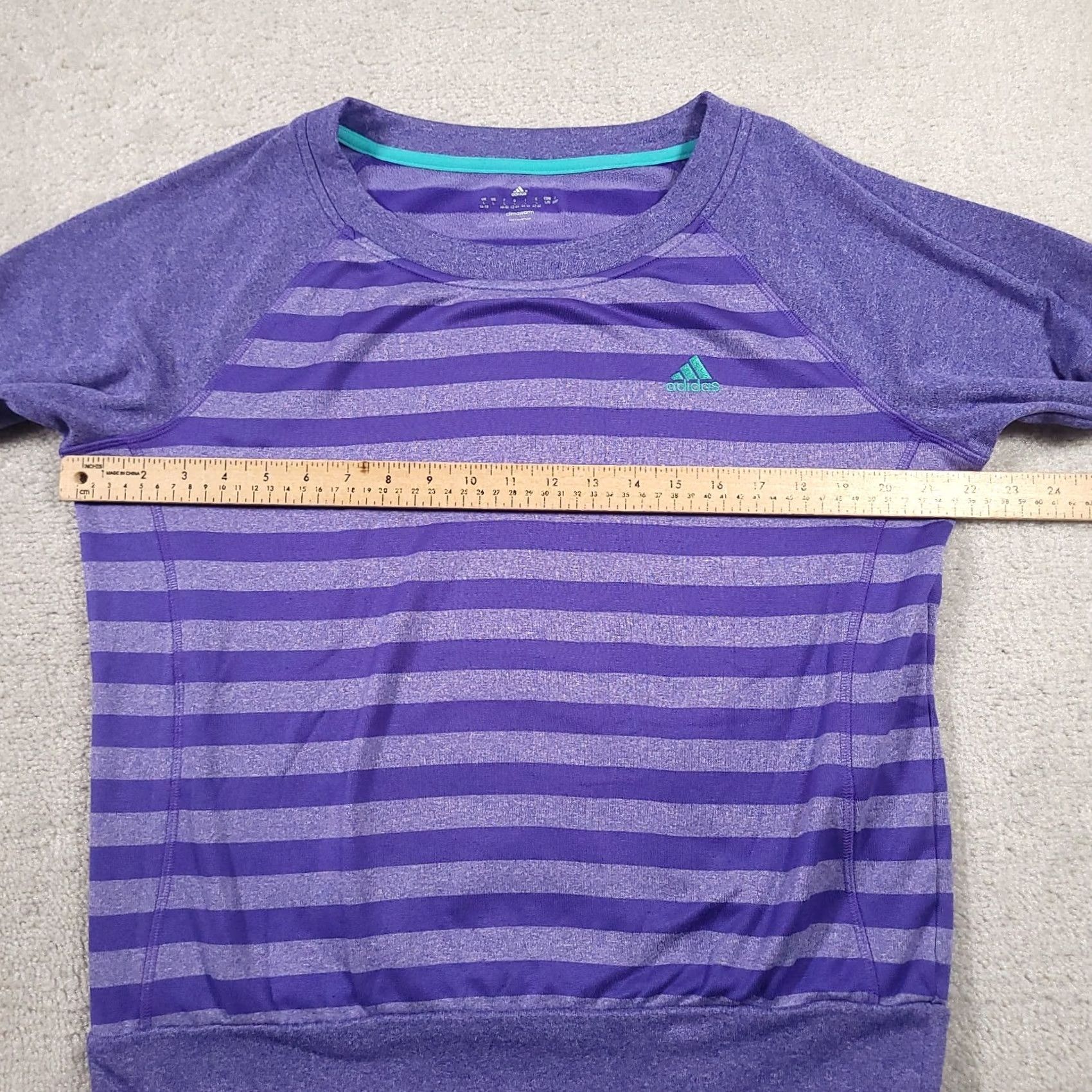 Adidas Adidas Climawarm Pullover Round Neck Women's Large Purple Striped Thumbholes Sweatshirt Pullover Sports Logo Outdoor Size L / US 10 / IT 46 - 3 Thumbnail