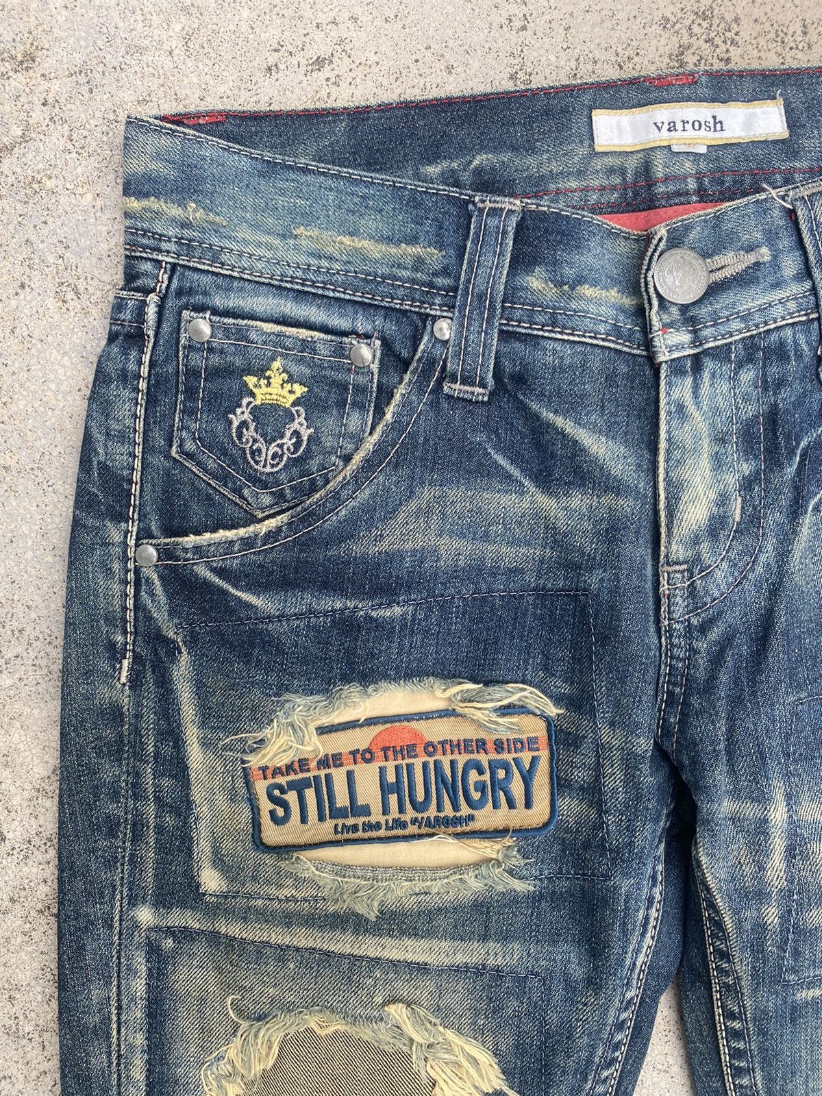 If Six Was Nine × Japanese Brand × Le Grande Bleu (L.G.B.) Japanese Brand Varosh Distressed Patch Faded Low Rise Jeans Size US 30 / EU 46 - 4 Thumbnail