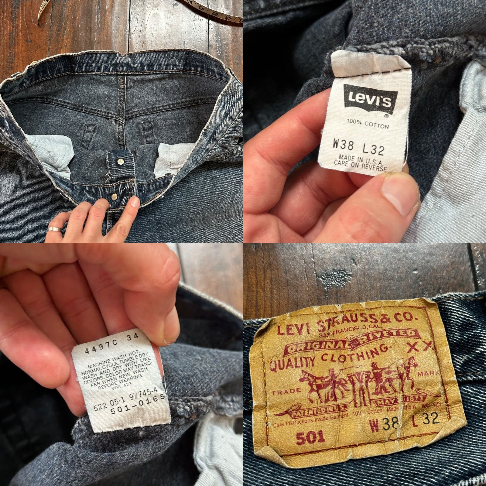 Levi's VINTAGE Levi's Jeans 501 Button Fly 38x32 Men Regular Denim Blue 90s Straight (MidRise) 34x30 USA Tag XX Act 34x30 Size US 38 / EU 54 - 8 Thumbnail