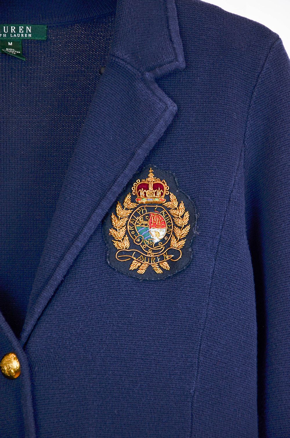 Lauren Ralph Lauren × Vintage Ralph Lauren Women’s Navy Blue Knit Blazer Embroidered - M Size M / US 6-8 / IT 42-44 - 4 Thumbnail