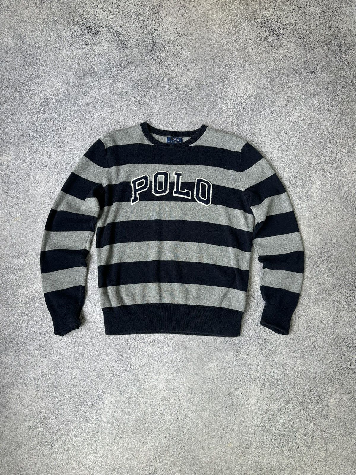Vintage Polo Ralph Lauren BIG Logo Striped Sweater