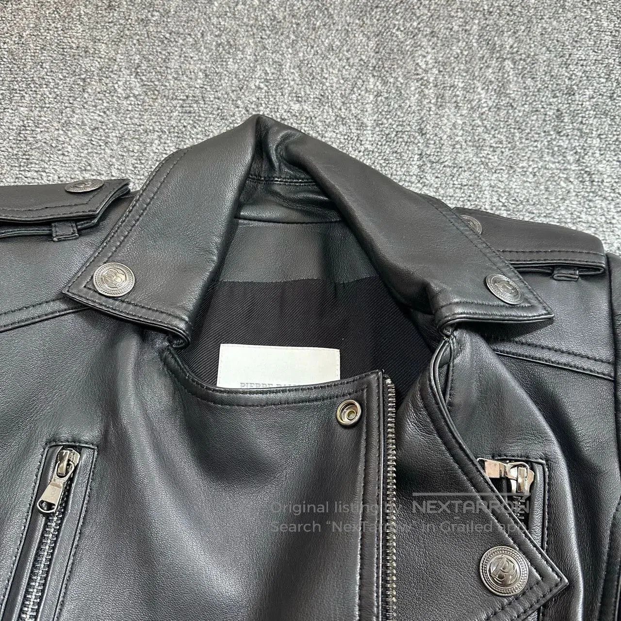 Balmain balmain black eagle leather biker jacket. Size S / US 4 / IT 40 - 4 Thumbnail