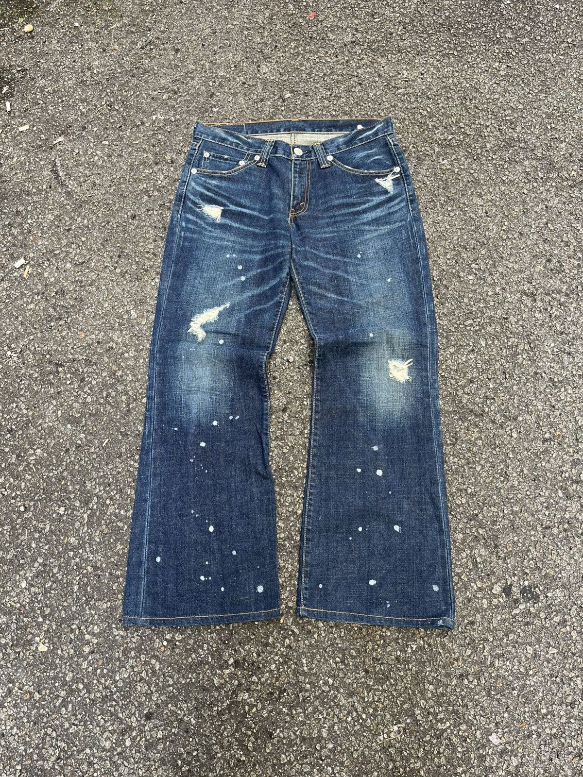 Hysteric Glamour Distressed Jeans Levis 708 Flare Paint Lowrise Denim Bootcut Size US 34 / EU 50 - 1 Thumbnail
