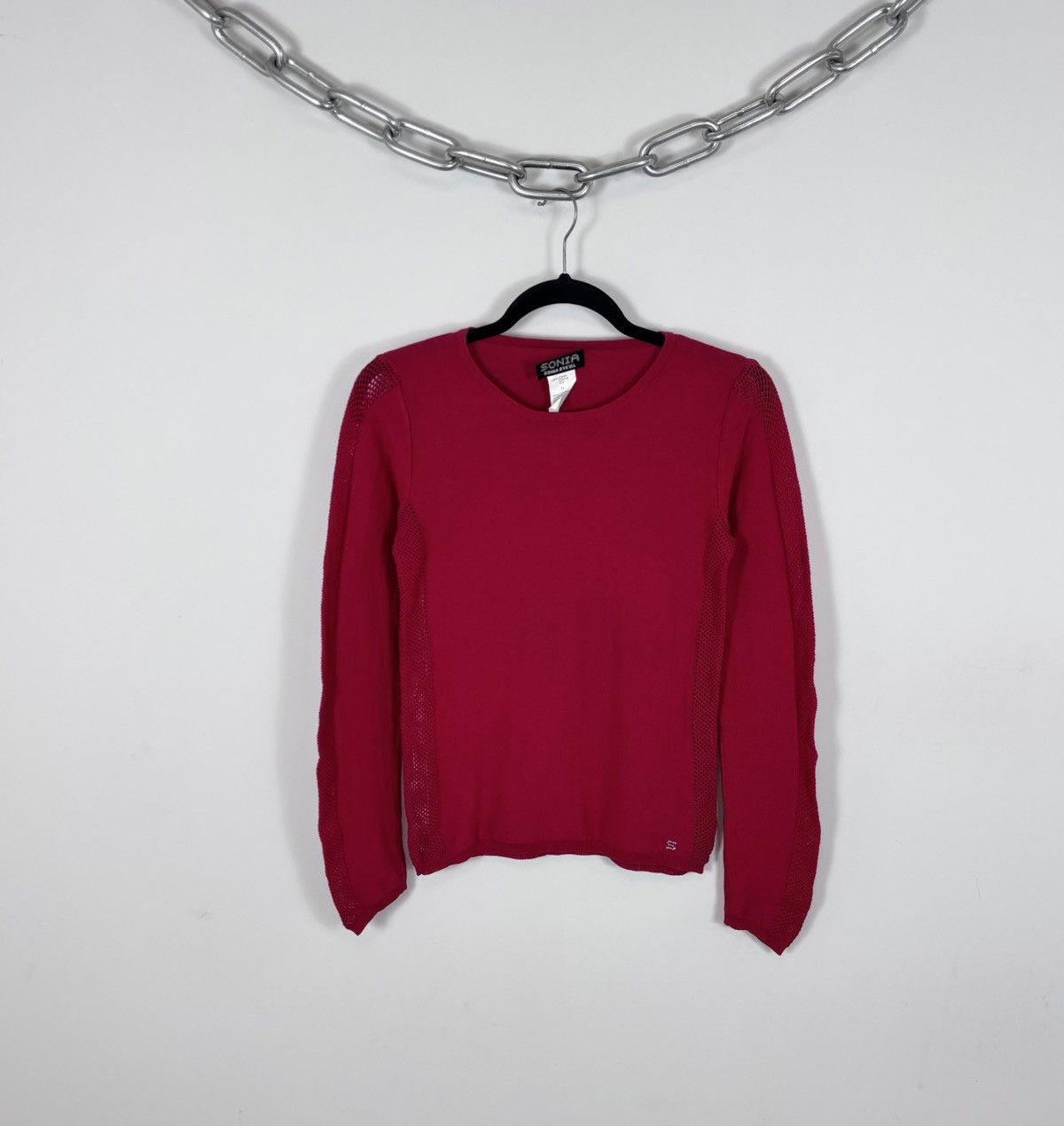 Sonia Rykiel Vintage Sonia Rykiel Women’s Red Mesh Knit Sweater Pullover Size S / US 4 / IT 40 - 1 Thumbnail