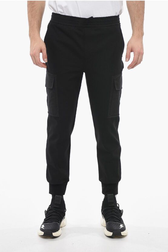 image of Neil Barrett Low-Rise Skinny Fit Cargo Sweatpants in Black, Men's (Size 28)