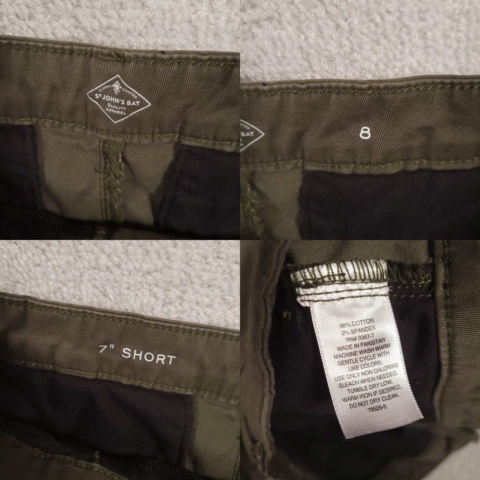 Vintage St. John's Bay Shorts Womens 8 Olive Green 7 Inch Chino Stretch Cotton Casual Flat Front Womens Shorts Size 30" / US 8 / IT 44 - 8 Thumbnail