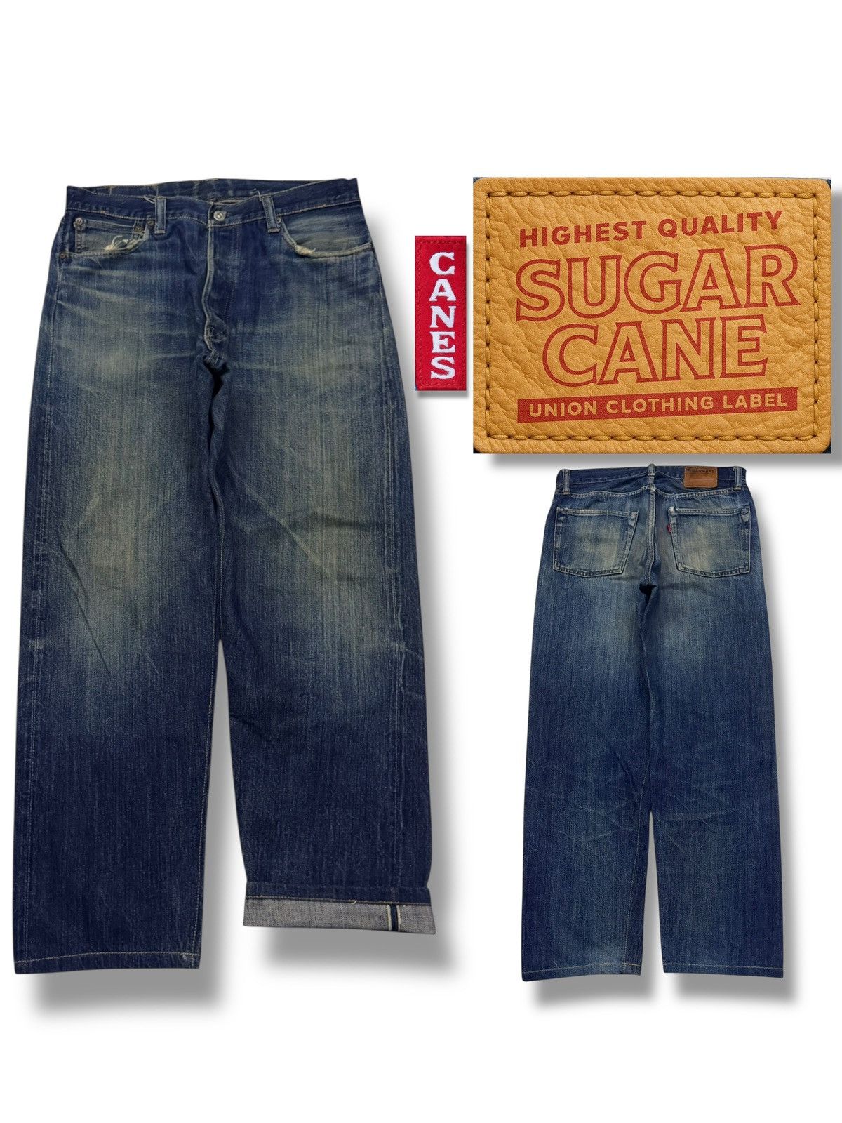 Sugar Cane Vintage 00s Sugar Canes & Co Japan Selvedge Denim Jeans W32 Size US 32 / EU 48 - 1 Thumbnail