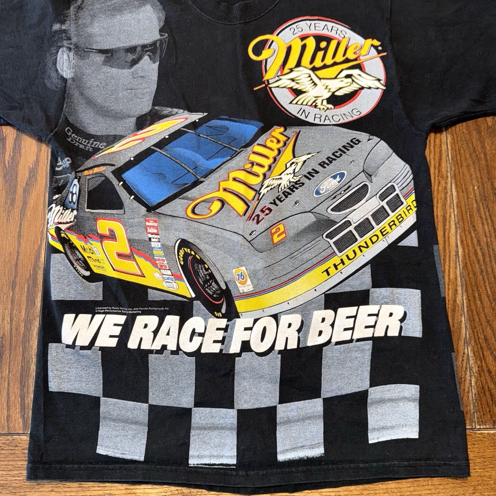 Chase Authentics VINTAGE Chase Authentics Nascar T-Shirt Mens Large AOP We Race For Beer 25 Yrs Rusty Wallace Black Size L Size US L / EU 52-54 / 3 - 2 Thumbnail