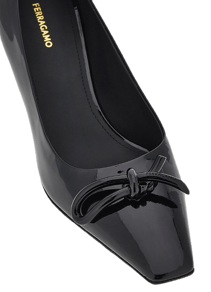 Salvatore Ferragamo o1s1rm0924 Asymmetric Bow Pumps in Black Size US 5.5 / IT 35.5 - 5 Thumbnail