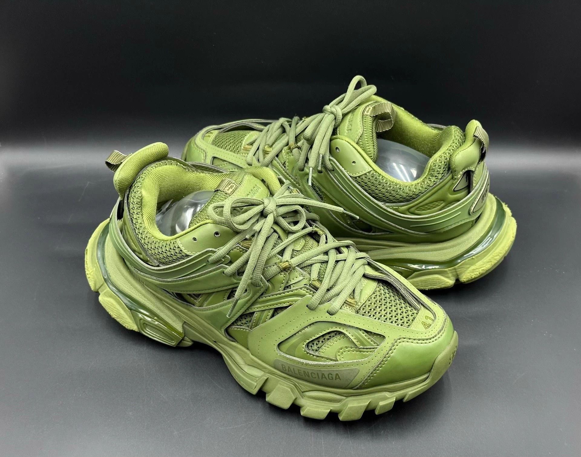 Balenciaga Balenciaga Men's Green Track 1.0 Round Toe Low-Top Dad Shoes Size US 8 / EU 41 - 8 Thumbnail