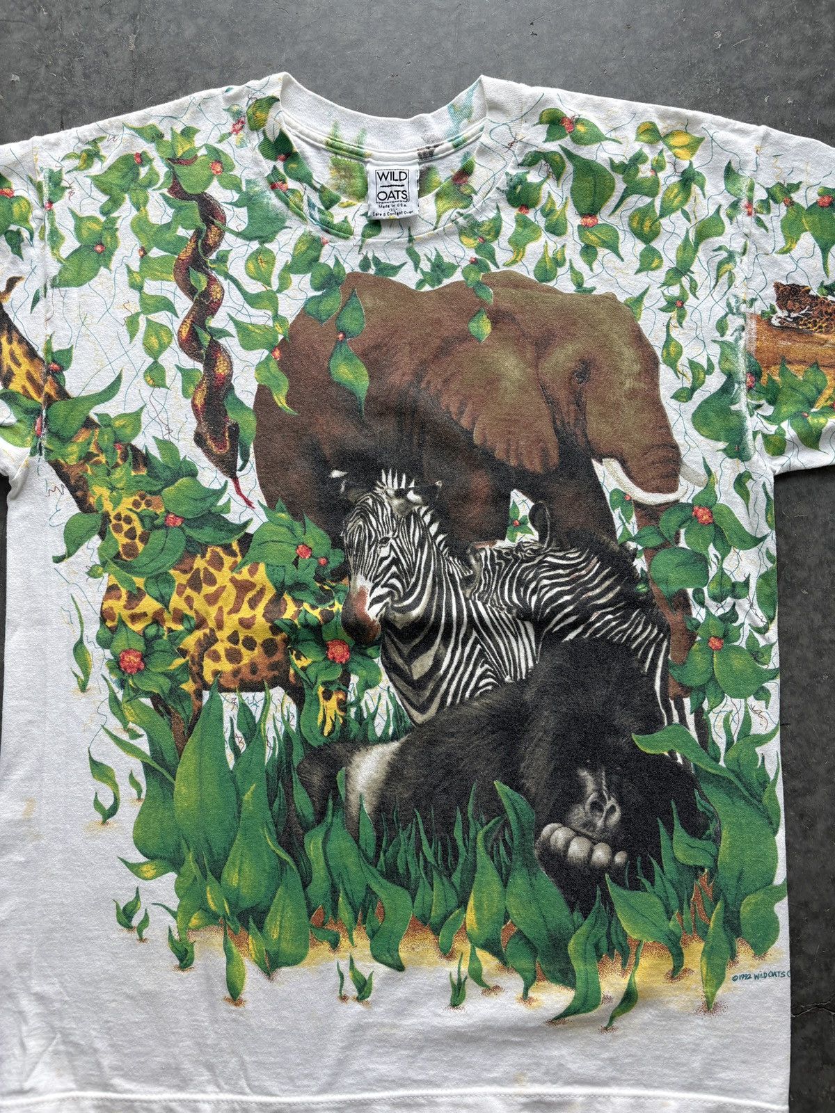 Vintage Vintage 90s Wild Oats Safari AOP Graphic Tee Size US XL / EU 56 / 4 - 2 Thumbnail