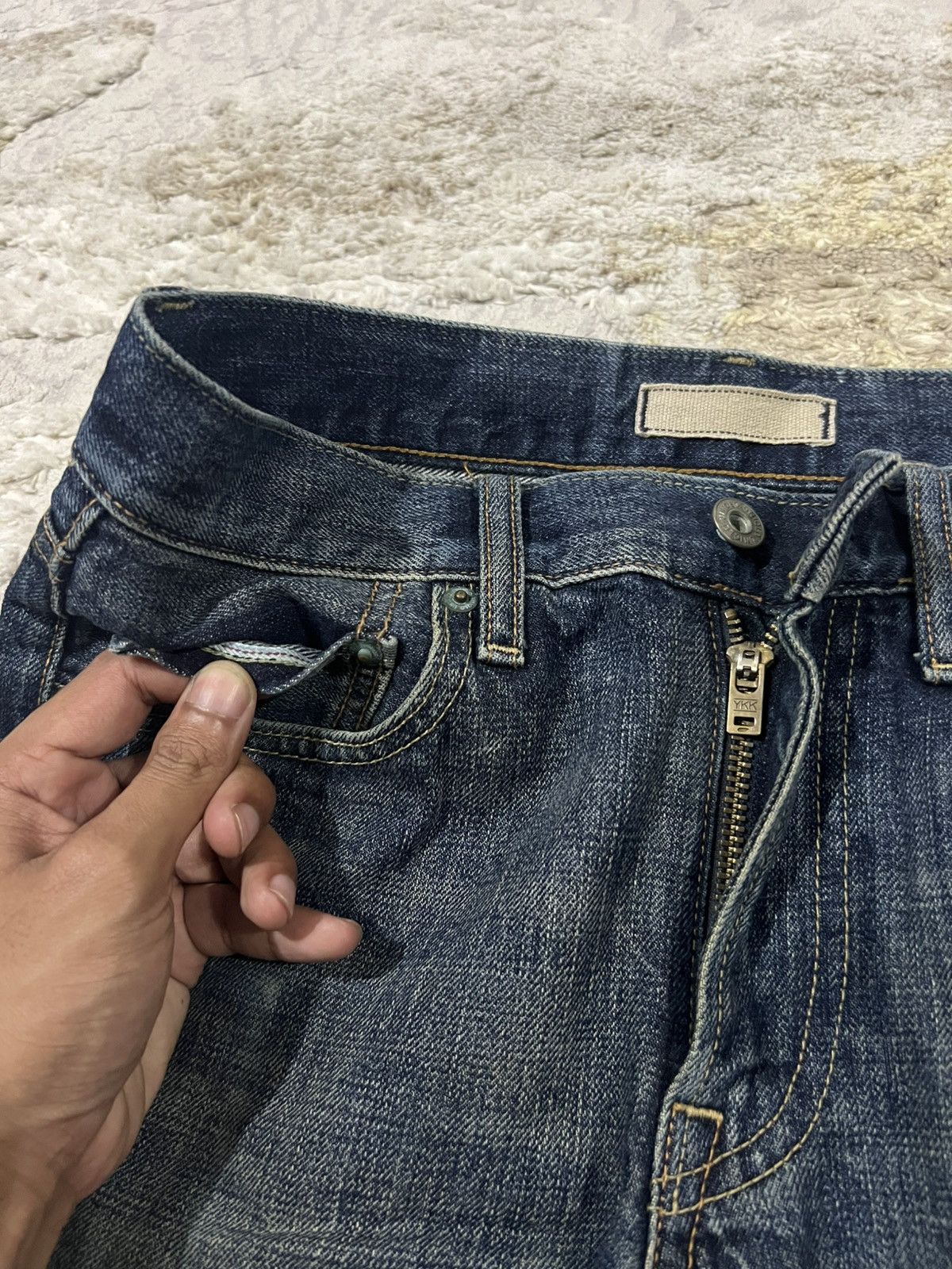 Oni Vintage Uniqlo 🇯🇵 Mud Wash Selvedge Denim Jeans Regular Cut Size US 28 / EU 44 - 6 Thumbnail