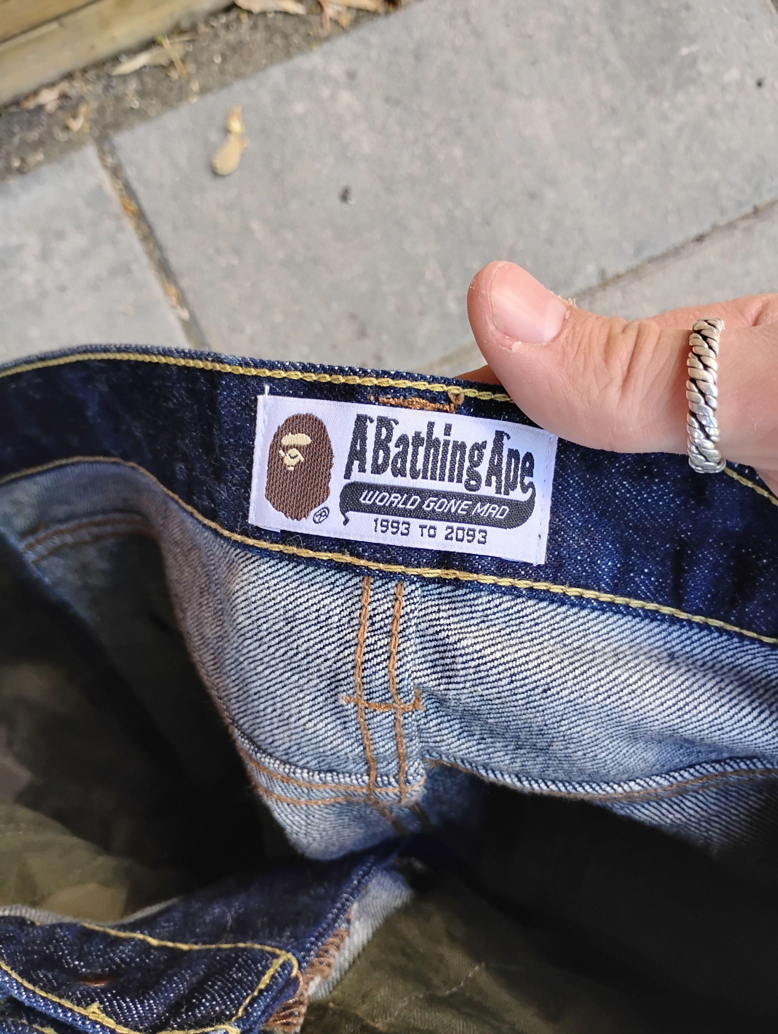 Bape BAPE champion script selvedge jeans Size US 31 - 4 Thumbnail