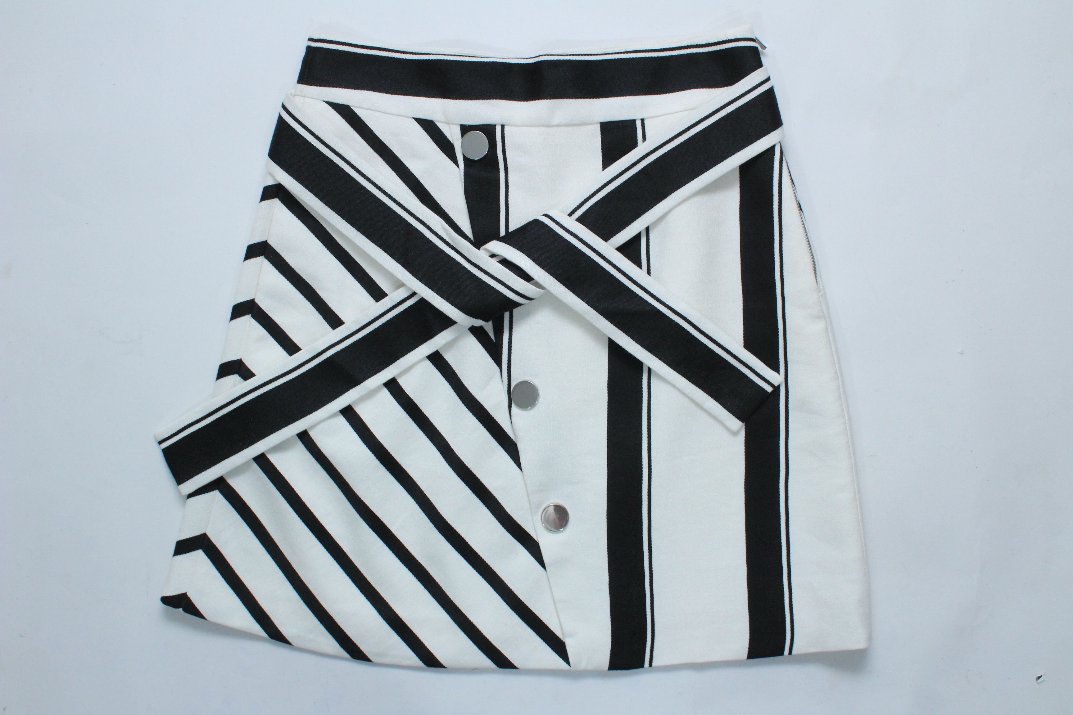 Maje Maje Jonson Striped Asymmetrical Tie-Waist Mini Skirt Size 27" / US 4 / IT 40 - 1 Thumbnail