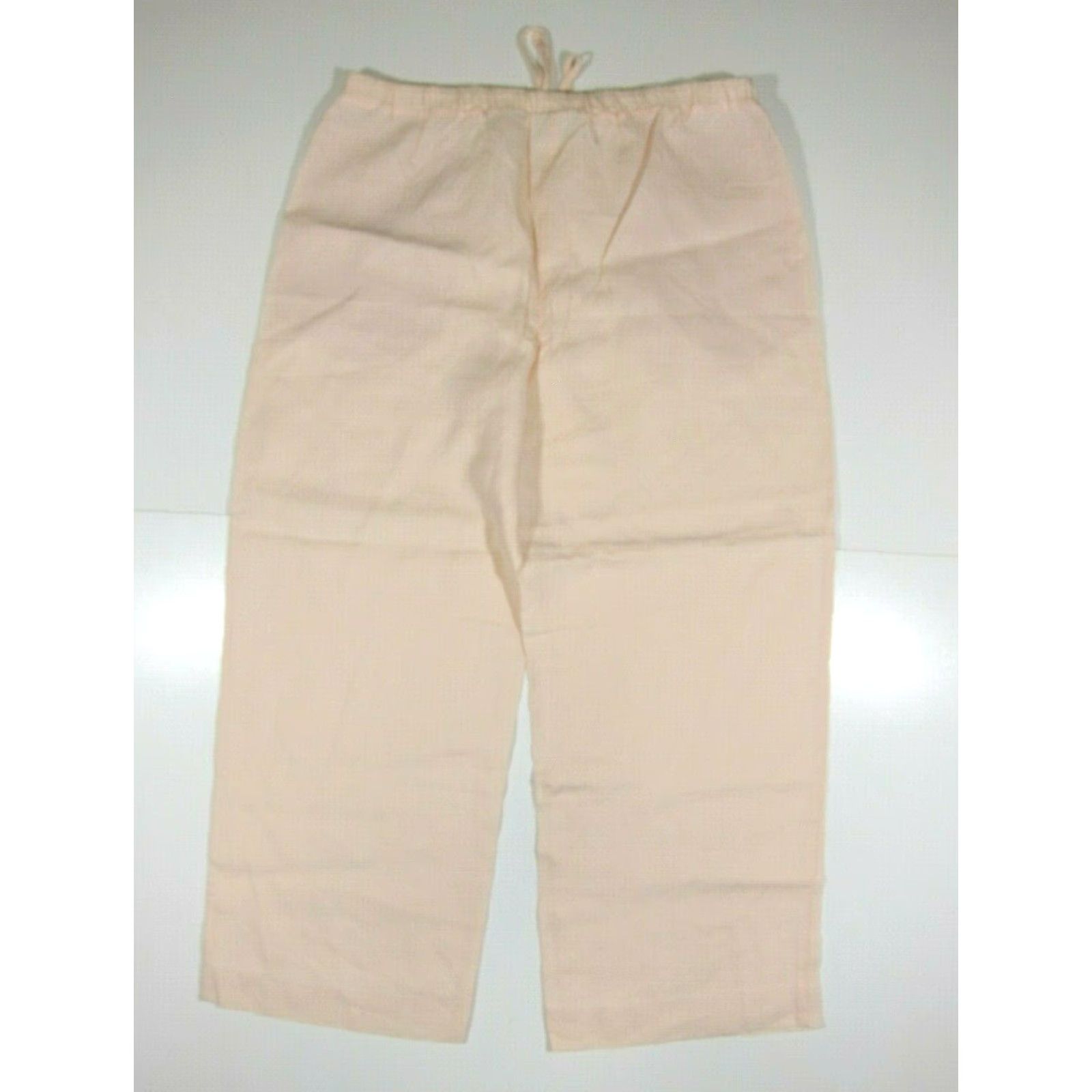 Liz Claiborne Liz Claiborne Sport 100% Linen Soft Pink Wide Leg Casual Pant With Pockets 12/L Size 34" / US 12 / IT 48 - 2 Thumbnail
