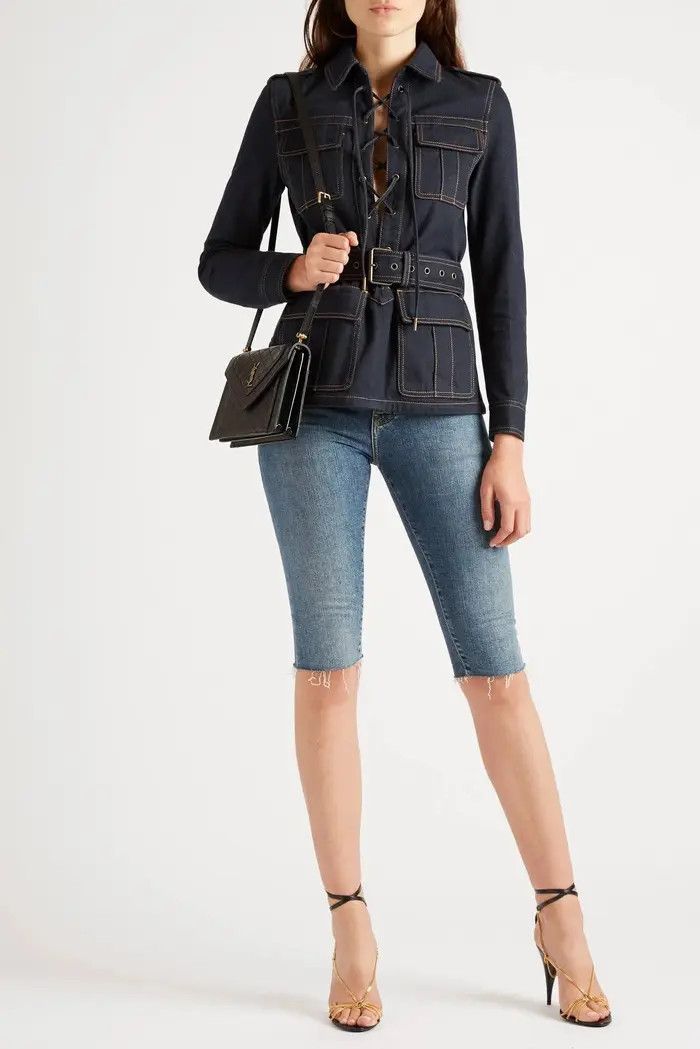 Saint Laurent Paris o1bcso1str1224 Saharienne Jacket in Deep Blue Size XS / US 0-2 / IT 36-38 - 3 Thumbnail