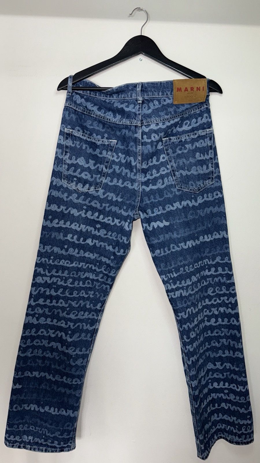 Marni Men's Blue Jeans ALL OVER PRINT Cotton, Cow Leather Size US 30 / EU 46 - 2 Thumbnail