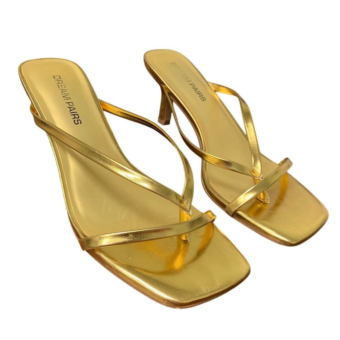 Other Dream Pairs Women's 8.5 Gold Open Toe Thong Heels Sandals Size US 8.5 / IT 38.5 - 1 Thumbnail