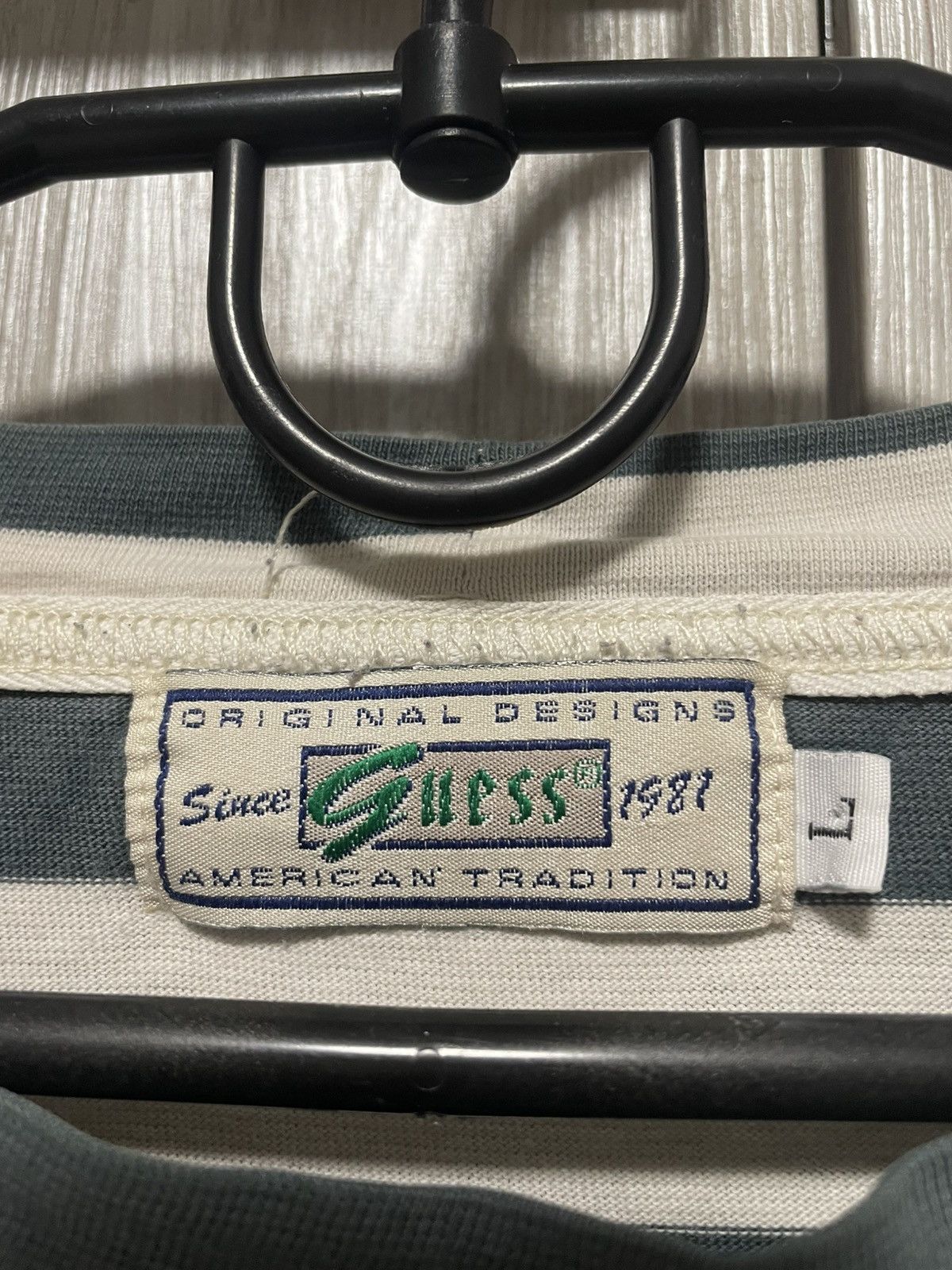 Guess × Vintage Vintage 90s Guess Jeans USA Stripes Longsleeve Y2K T Shirt Size US L / EU 52-54 / 3 - 10 Thumbnail