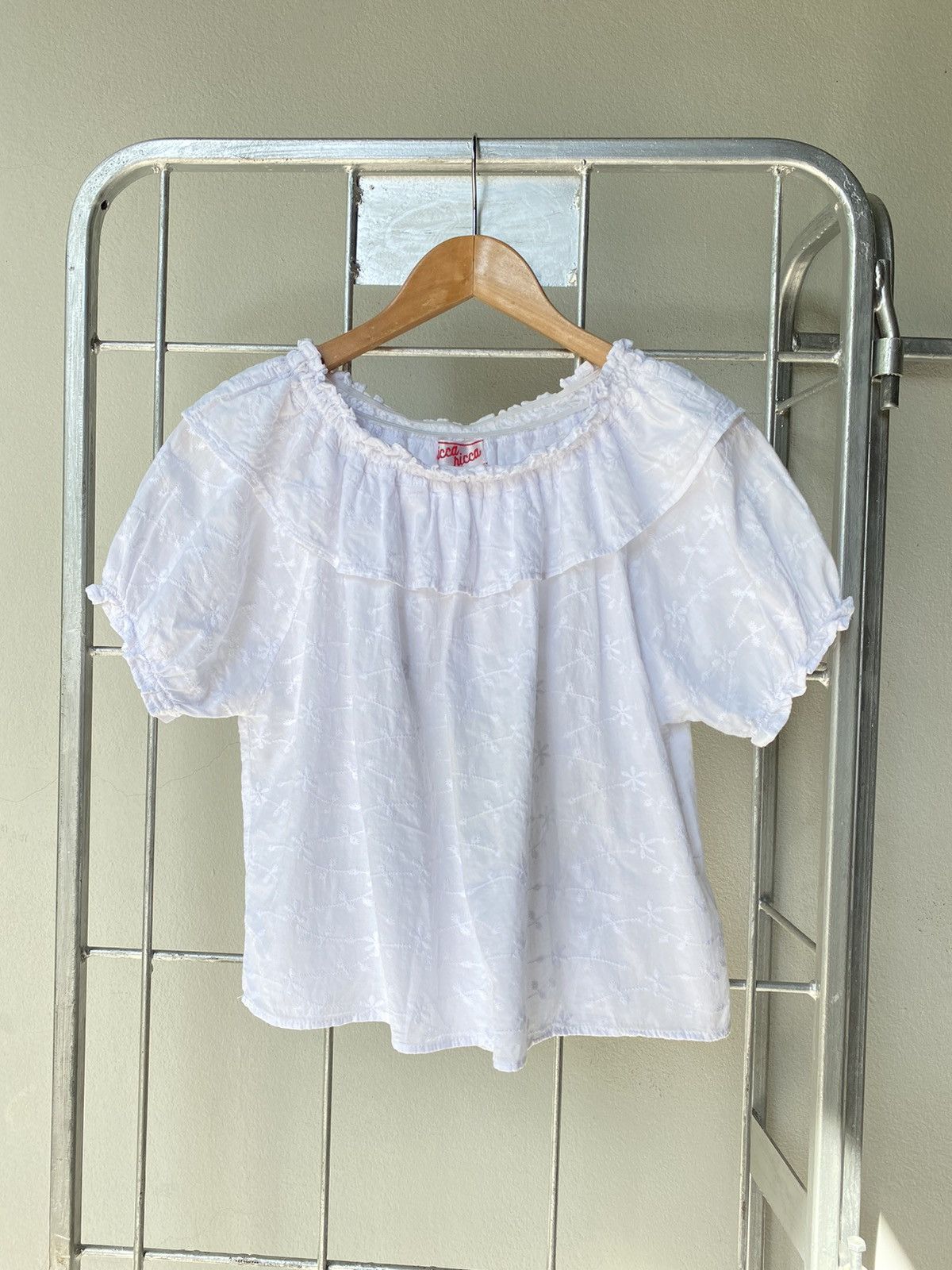 Nina Ricci Ricca ricca White Embroidered Puff Sleeve Blouse Size M / US 6-8 / IT 42-44 - 1 Thumbnail