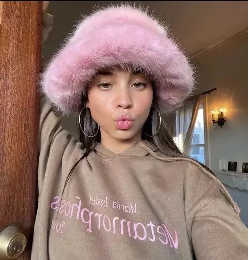 Japanese Brand Hat 2023 y2k Fluffy Faux Fur Bucket Hat Women Rabbit Size ONE SIZE - 1 Thumbnail