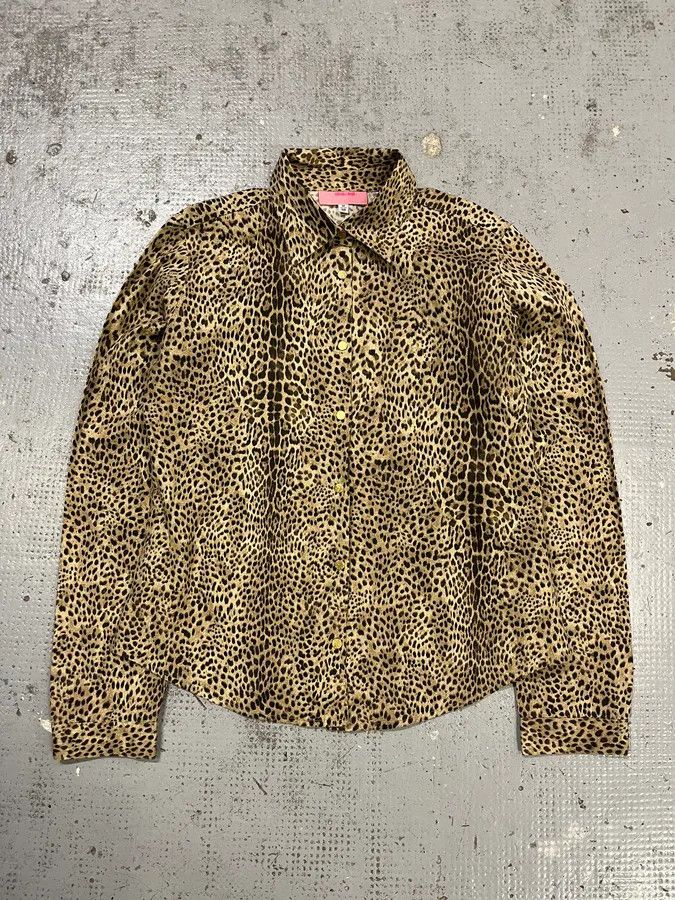 Roberto Cavalli 2000s Roberto Cavalli Beige & Black Leopard Shirt Size M / US 6-8 / IT 42-44 - 1 Thumbnail