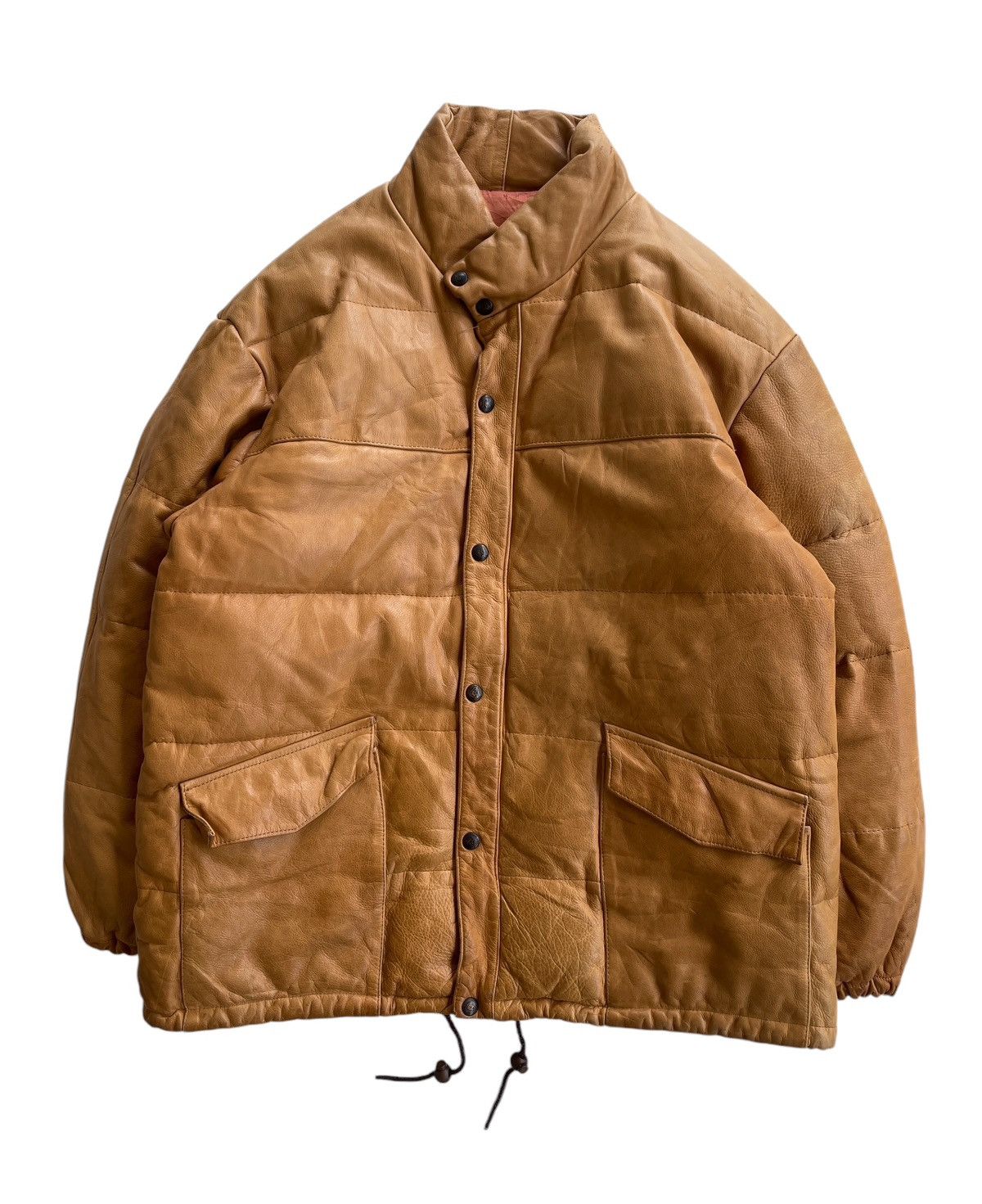 Vintage 80s Vent Couvert Leather Down Jacket Size US L / EU 52-54 / 3 - 2 Thumbnail