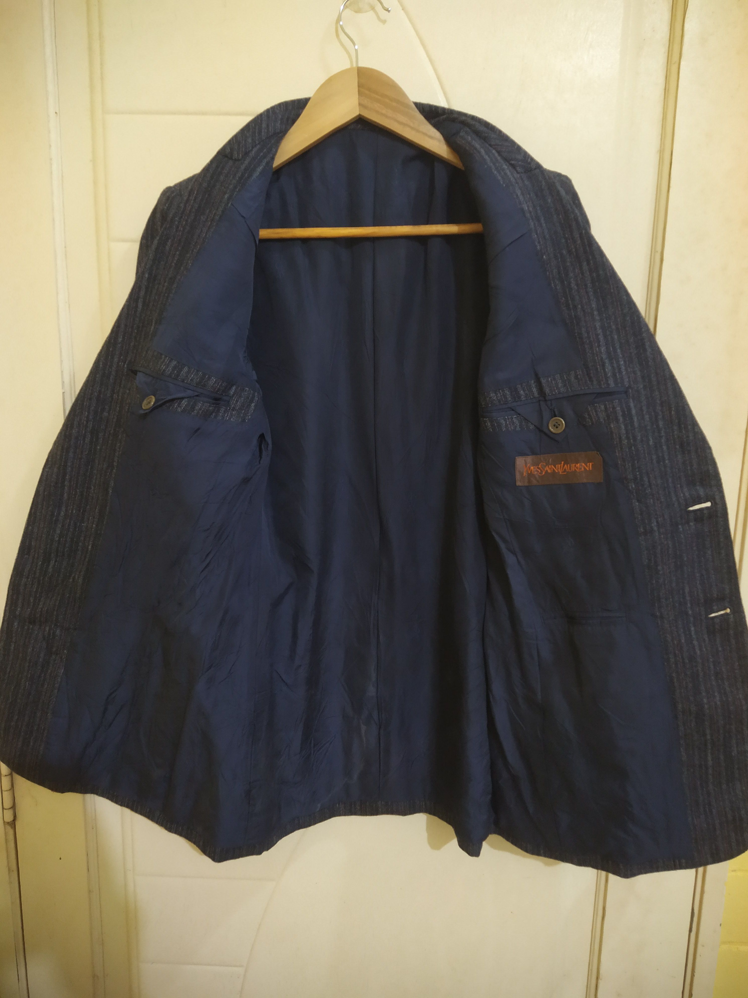 Saint Laurent Paris Vintage 90s Yves Saint Laurent Pinstripe Wool Blazer Size 40L - 7 Thumbnail