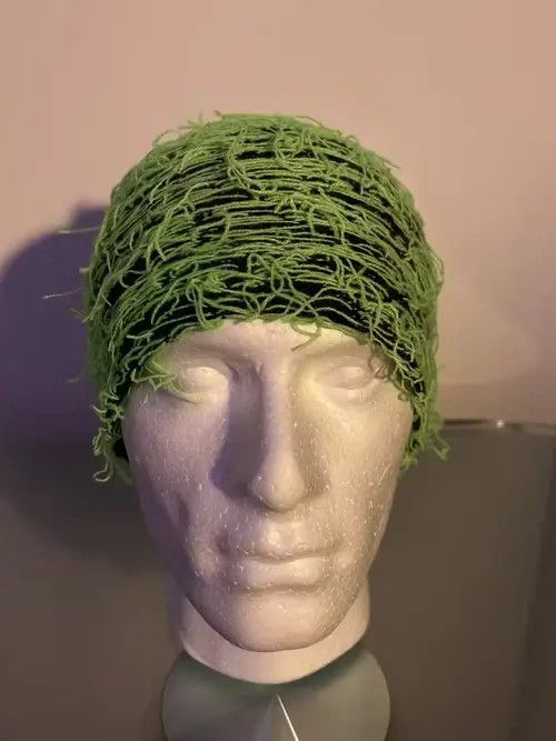 VIBE Distressed Knitted Beanie (neon green) Size ONE SIZE - 4 Thumbnail