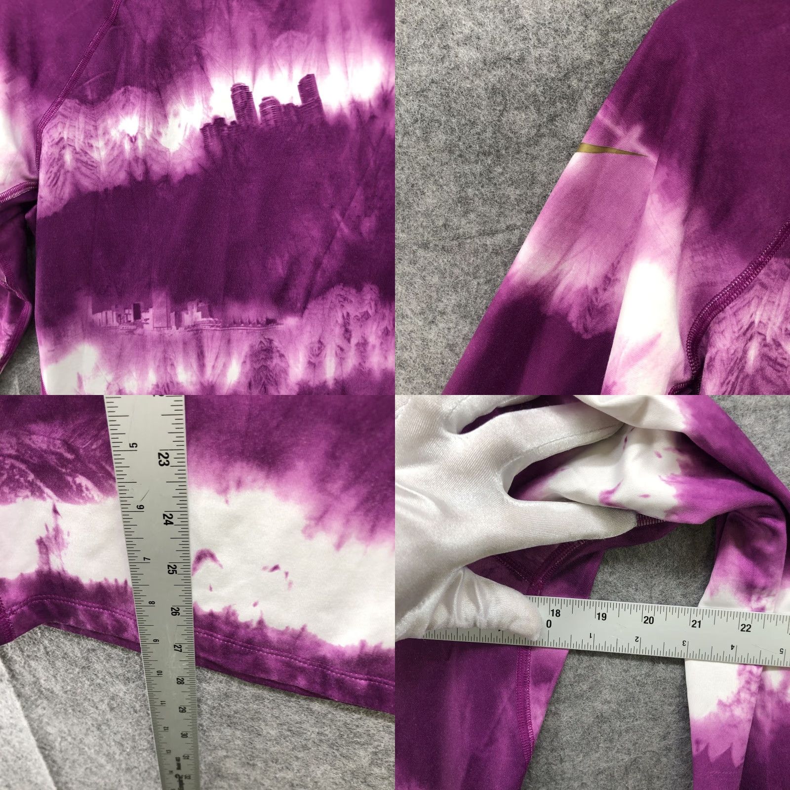 Nike Nike Pro Combat T-Shirt Womens L Purple Tie Dye Dri-Fit City Long Sleeve Slim Made Pullover Crew Neck Moisture Wicking Gym & Training Womens Clothing Size L / US 10 / IT 46 - 8 Thumbnail