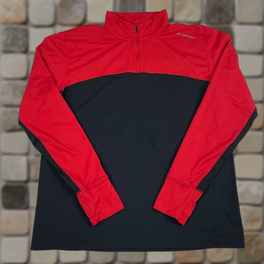 Brooks Brooks Shirt Mens Large Red 1/4 Zip Pullover Running Gym Workout Stretch Activewear Casual Outdoor Weather: Fall Winter Spring Size US L / EU 52-54 / 3 - 1 Thumbnail