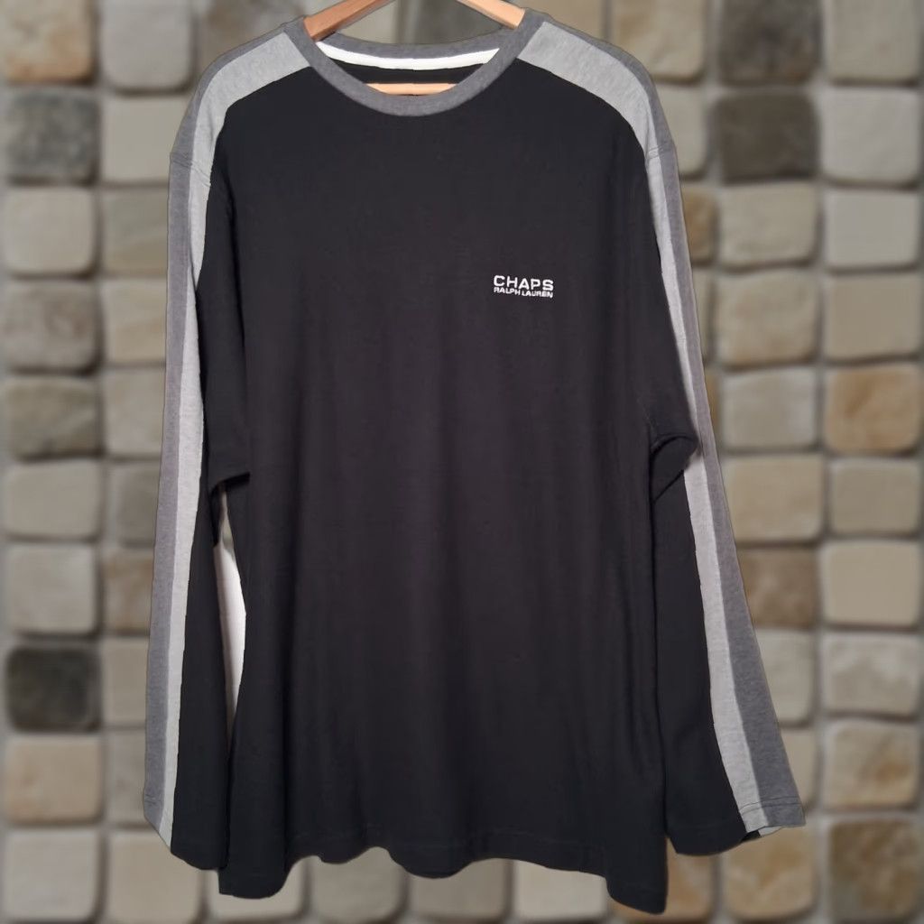 Ralph Lauren VINTAGE Chaps Ralph Lauren Shirt Men XL Black Gray Sleeve Stripe 90s Y2K NEW Size US XL / EU 56 / 4 - 1 Thumbnail