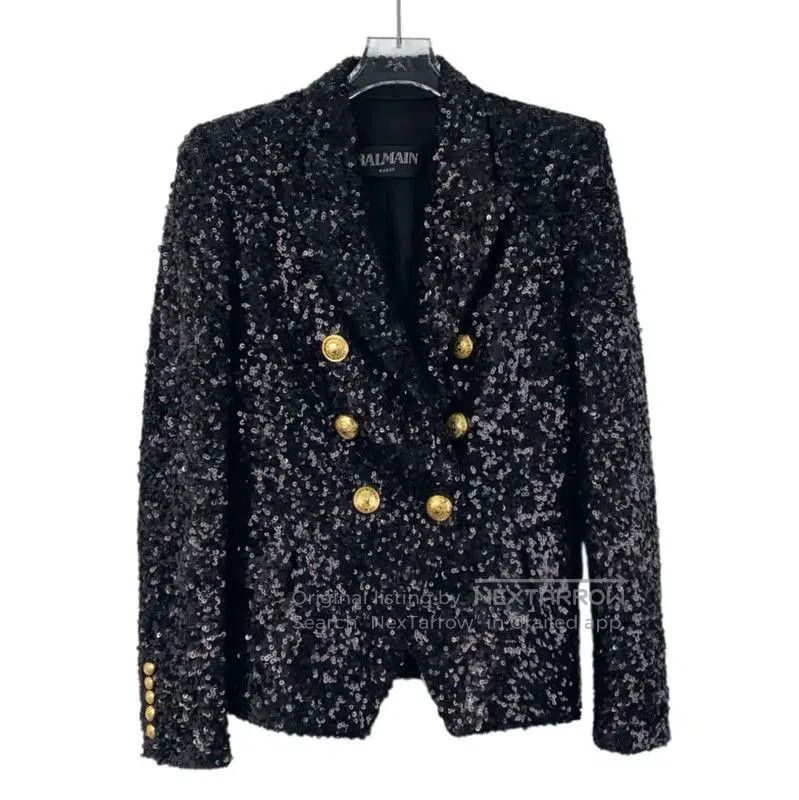 Balmain Balmain Black Sequin Jacket Size S . Size S / US 4 / IT 40 - 1 Thumbnail