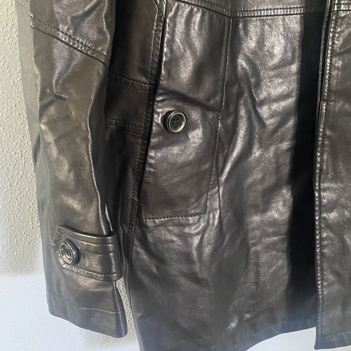 Vintage Langteng Black Leather Trench Coat Overcoat Men’s Size 5XL/L Size US L / EU 52-54 / 3 - 5 Thumbnail