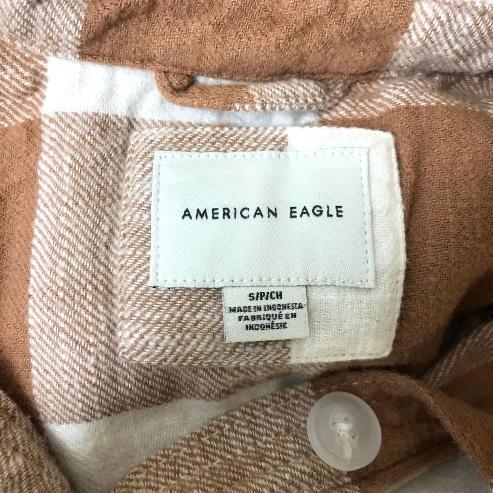 American Eagle Outfitters AMERICAN EAGLE - Womens SMALL - BROWN/WHITE LONG SLEEVE PULLOVER FLANNEL SHIRT Size S / US 4 / IT 40 - 7 Thumbnail