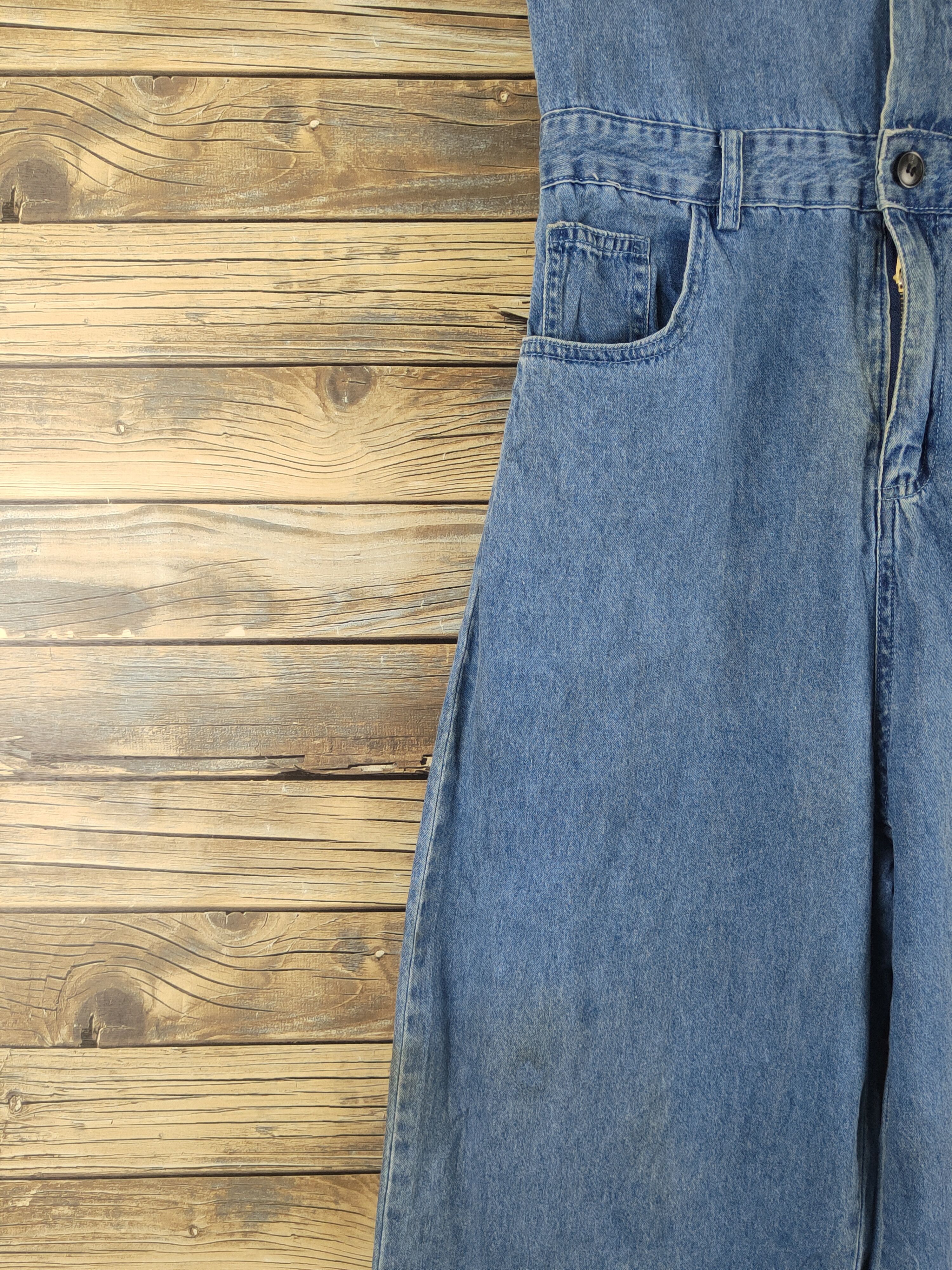 Vintage L.H Studio Blue Denim Short Sleeve Coveralls Size 29" - 10 Thumbnail