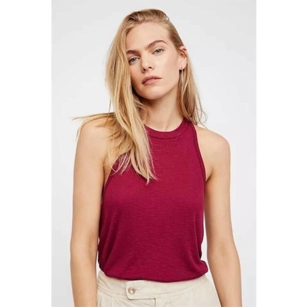 Free People Free People l Mock Me Ribbed Dark Red Tank Small Size S / US 4 / IT 40 - 1 Thumbnail