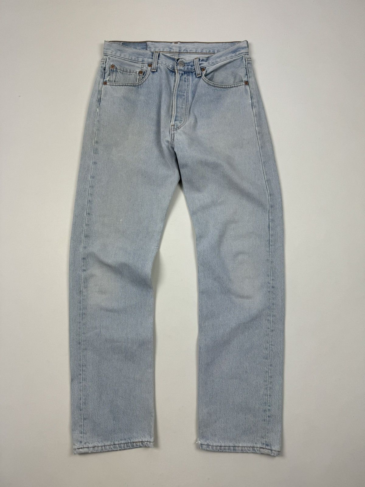 Levi's 1990's Vintage Levi's 501 USA Washed Distressed Blue Button Size US 32 / EU 48 - 1 Thumbnail