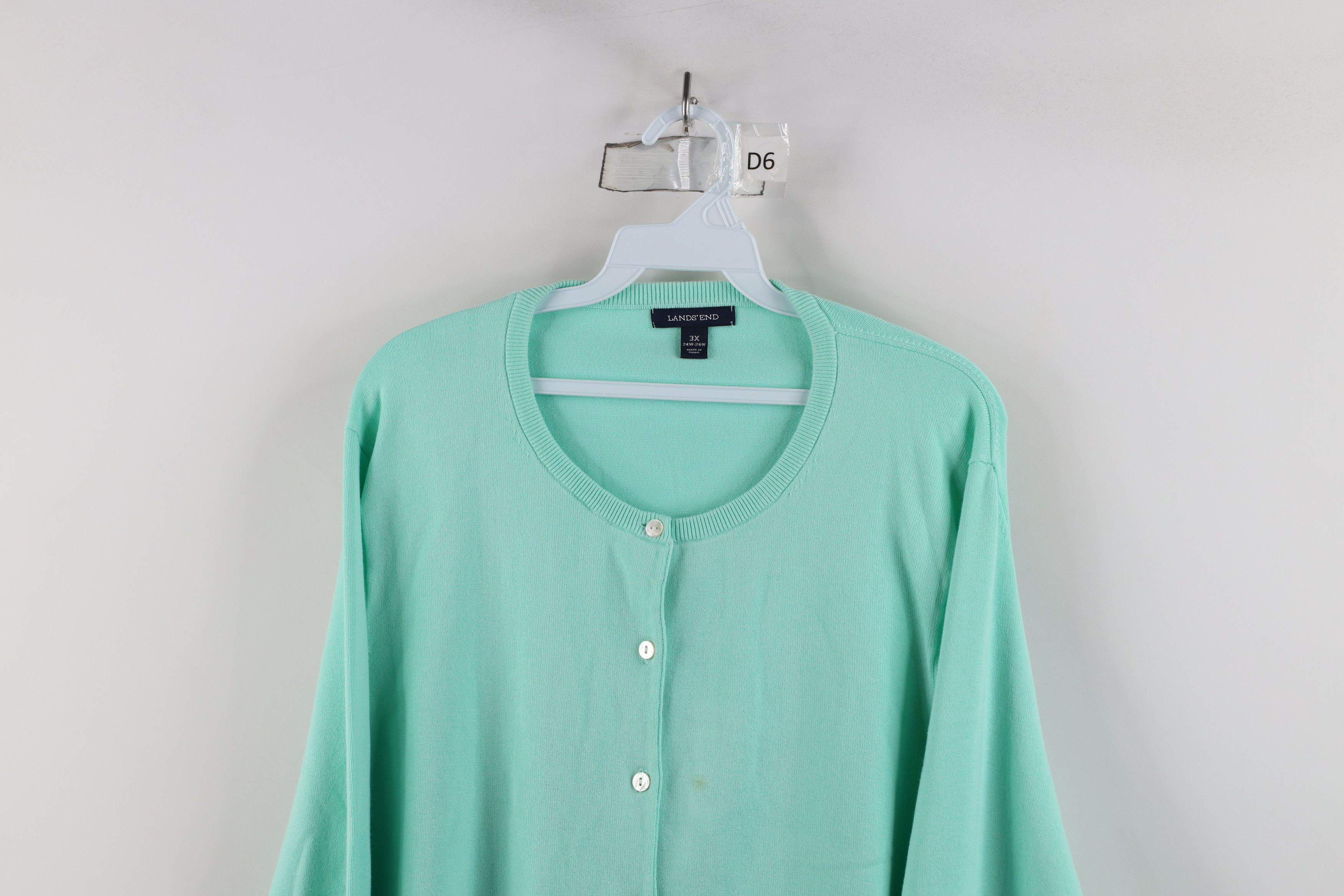 Lands' End × Vintage Vintage Lands End Cotton Knit Cardigan Sweater Mint Green Size 3XL / US 20-22 - 2 Thumbnail
